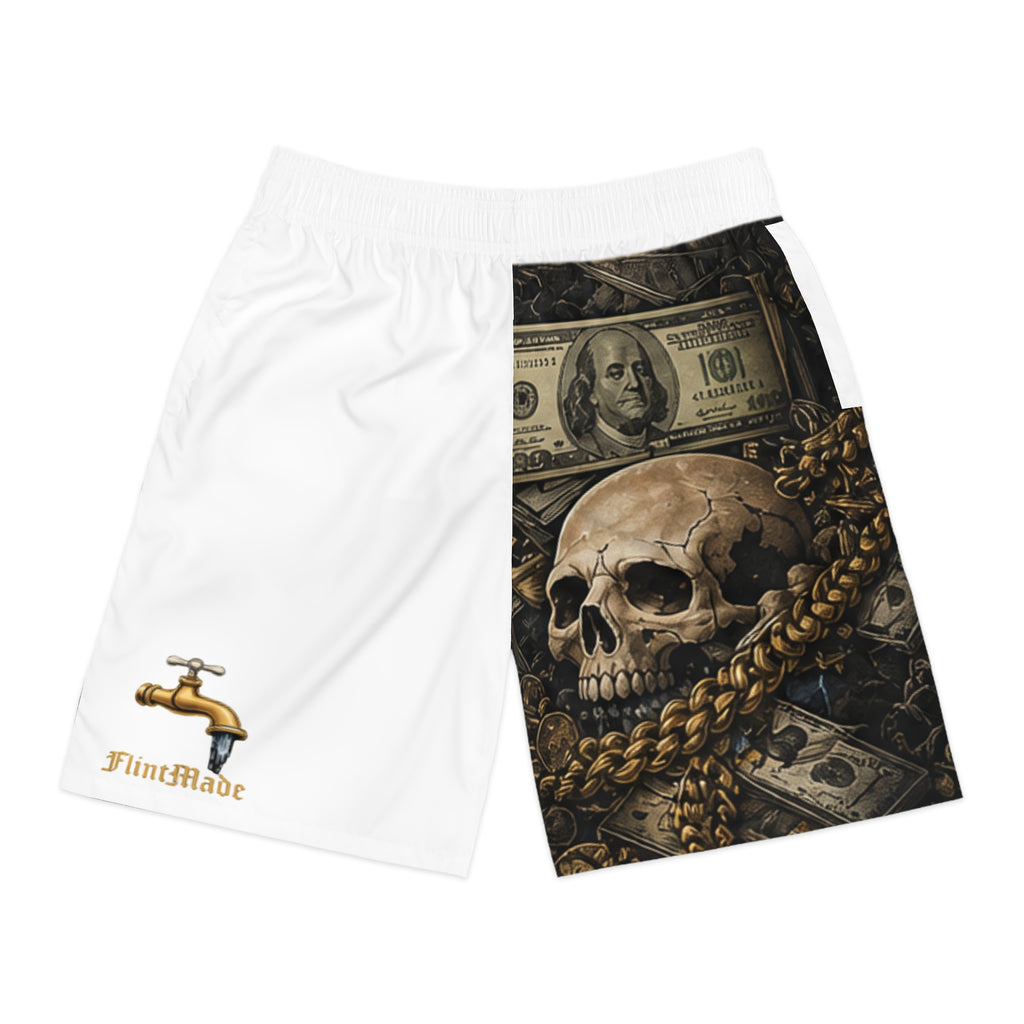 Skull & Cash Jogger Shorts — Streetwear AOP Graphic