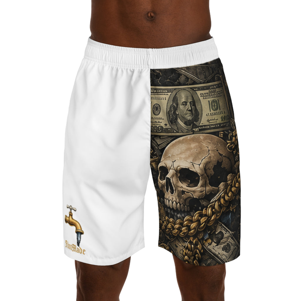 Skull & Cash Jogger Shorts — Streetwear AOP Graphic