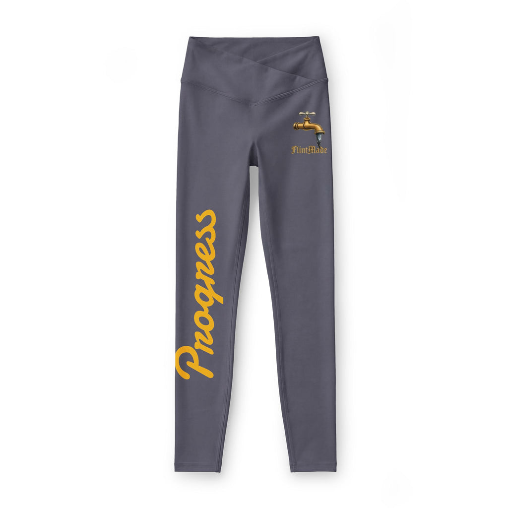 Progress Script Leggings — Women’s Fitness Leggings with Faucet Graphic