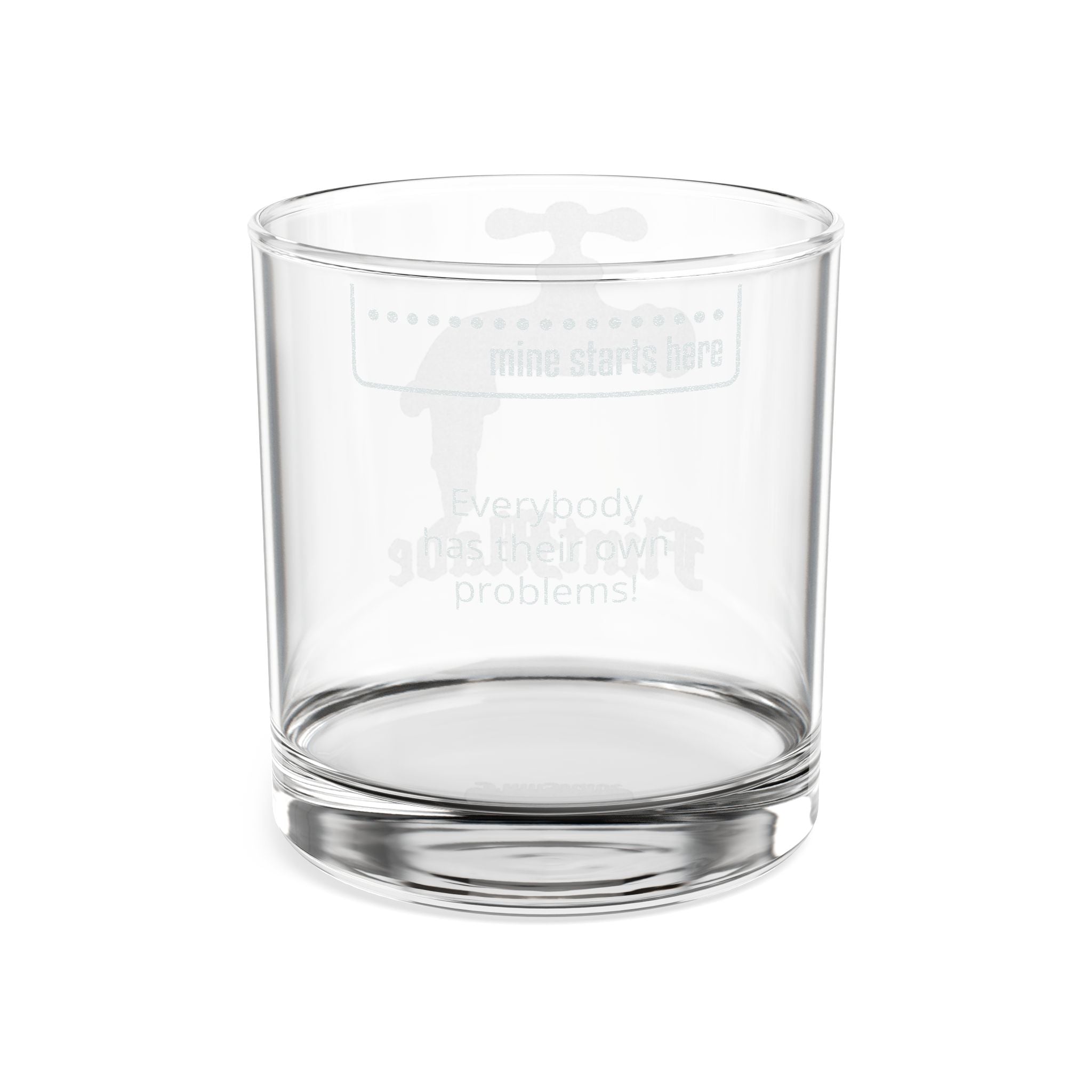 Engraved Whiskey Glass 10.5oz — Funny Tap Design, "Mine Starts Here"